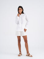 Elara Mandarin Linen Shirt in Pure Linen