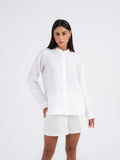 Elara Mandarin Linen Shirt in Pure Linen
