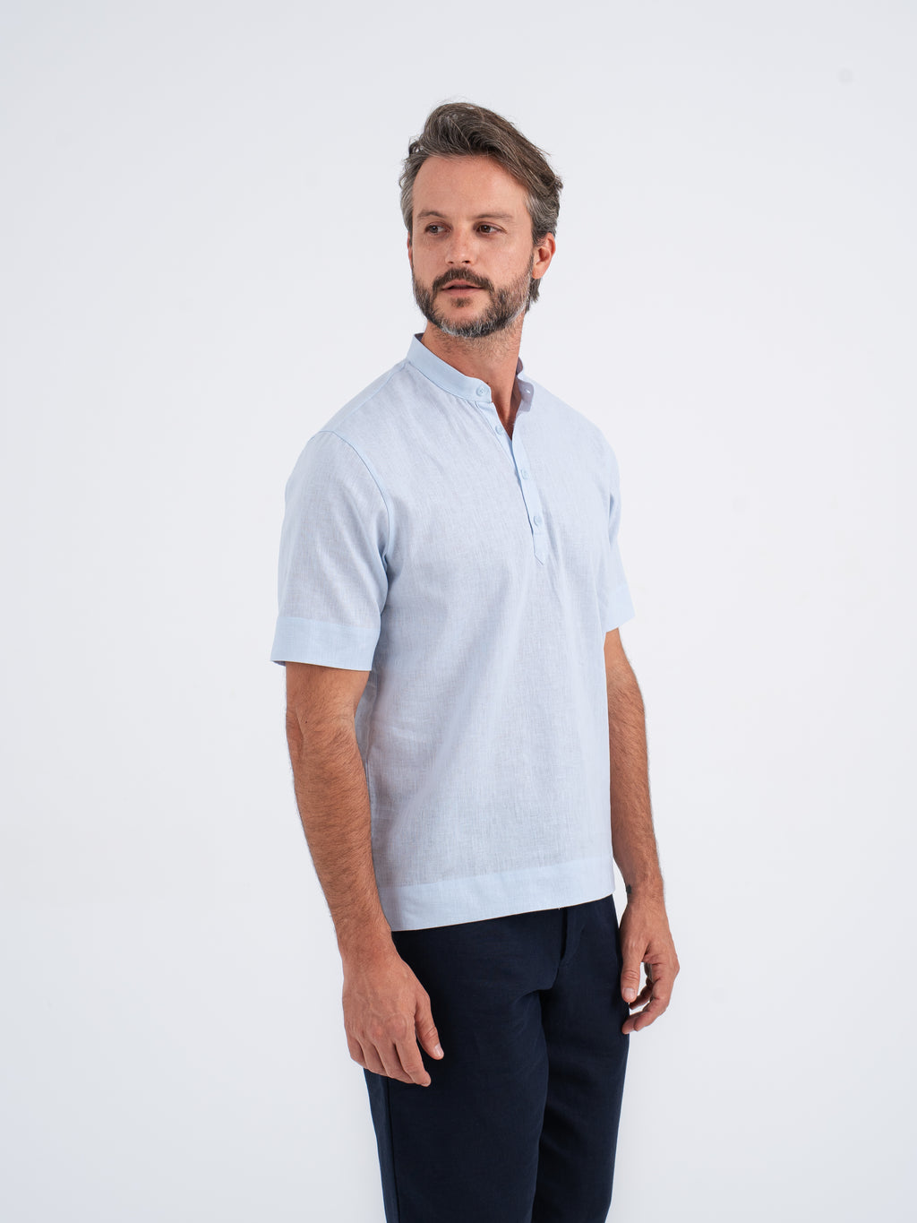 Stellar Mandarin Linen Shirt