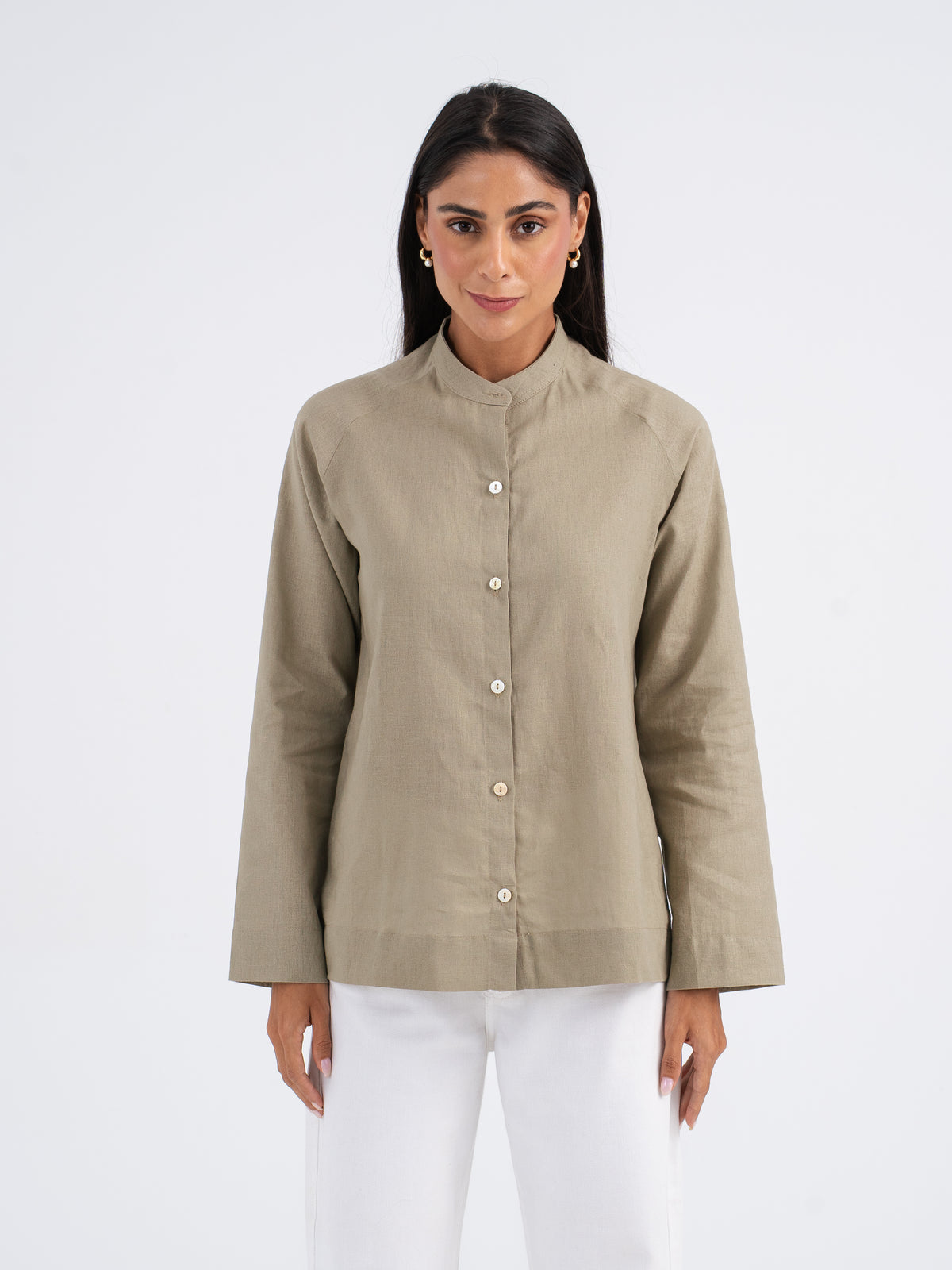 Elara Mandarin Linen Shirt