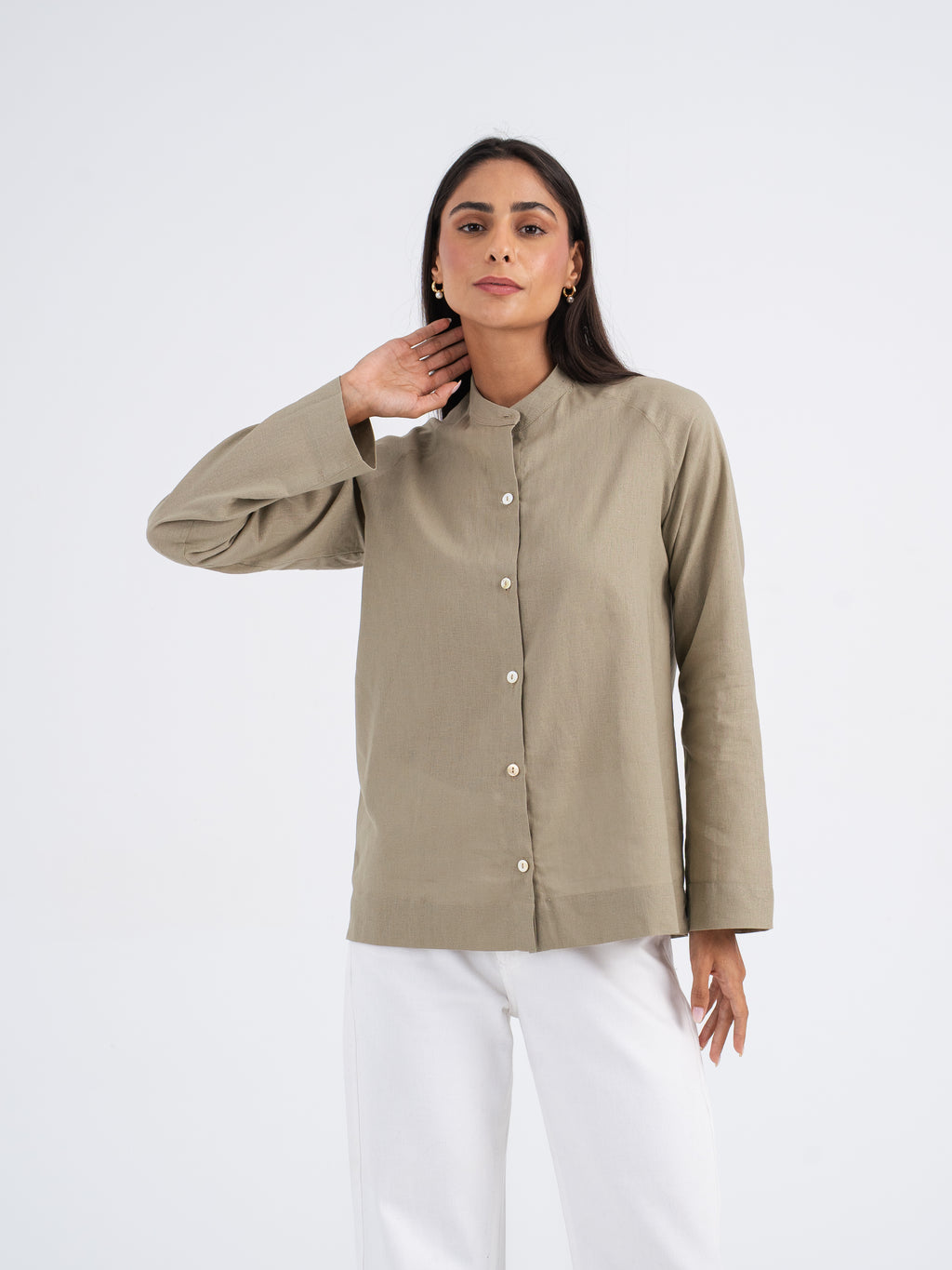 Elara Mandarin Linen Shirt
