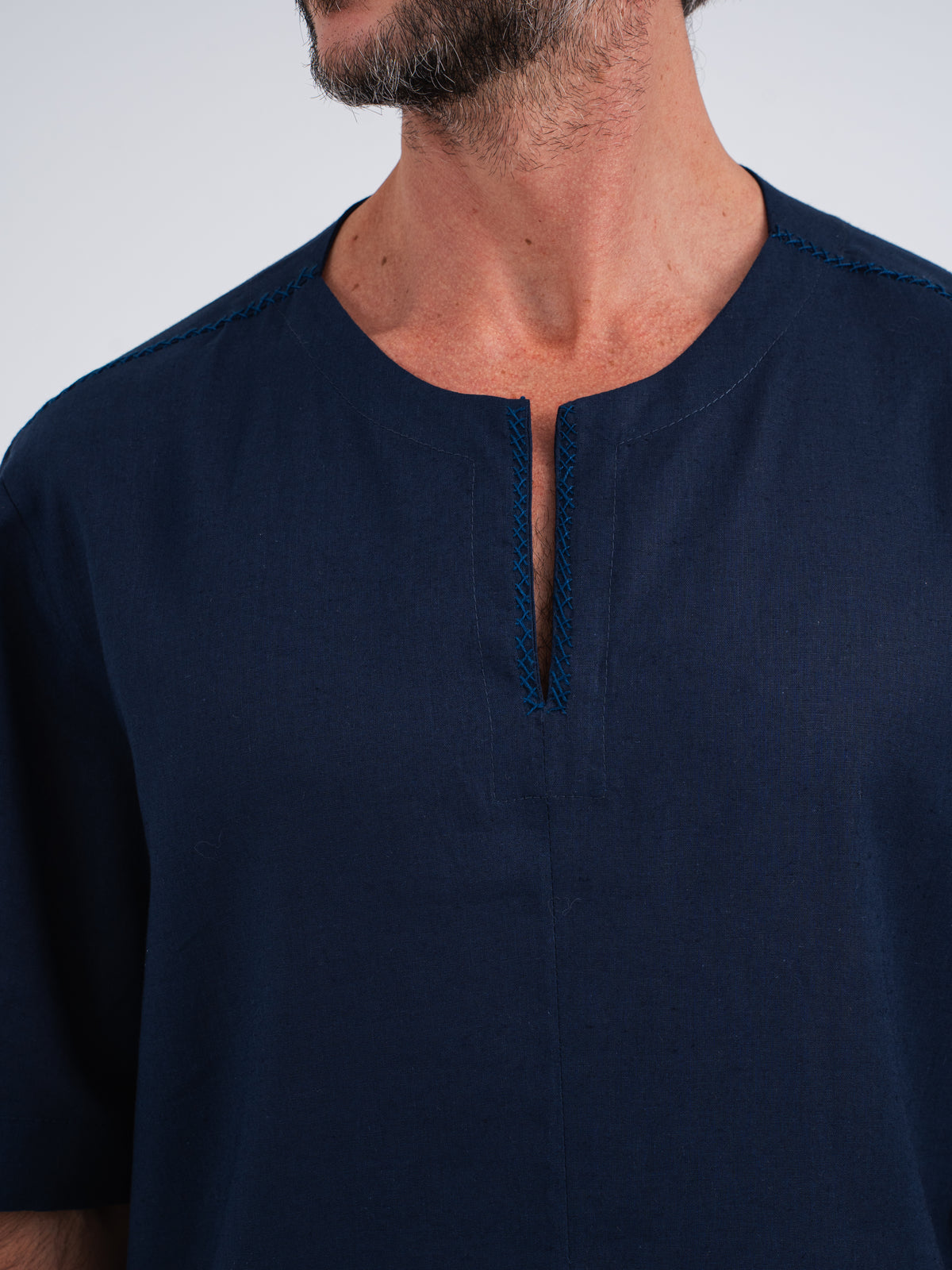 Elio Hand-Embroidered Linen Shirt