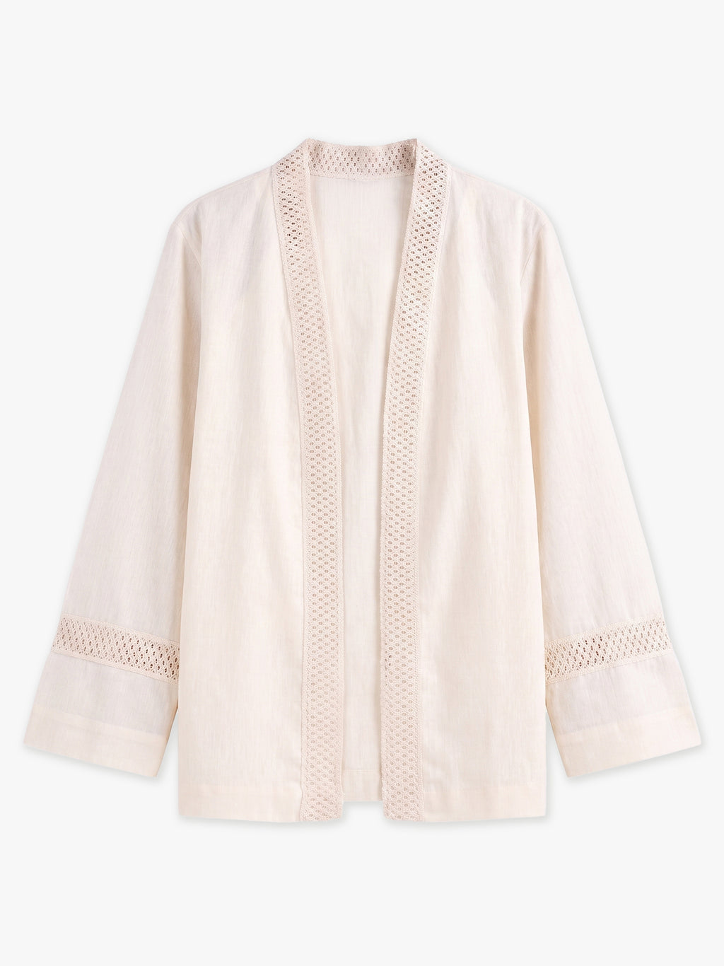 Isla Lace-Trim Linen Kimono