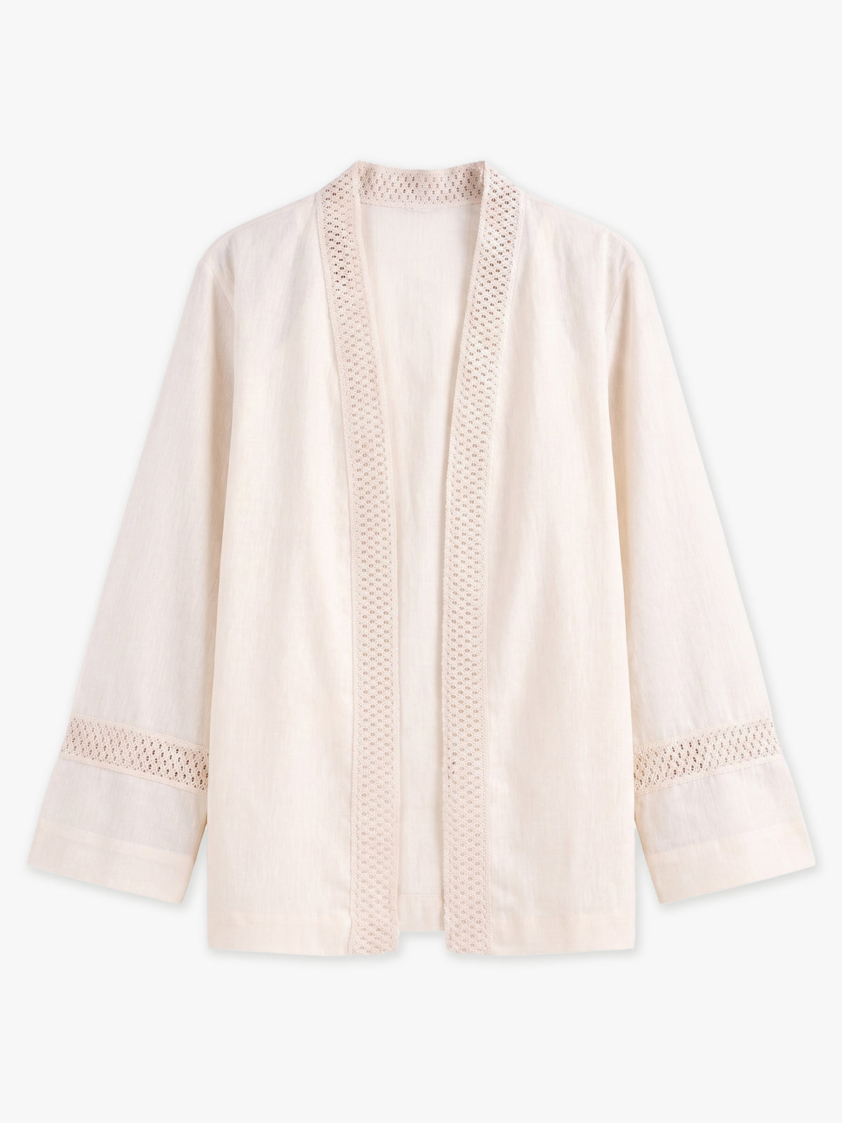 Isla Lace-Trim Linen Kimono