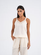 Isla Lace-Trim Linen Cami