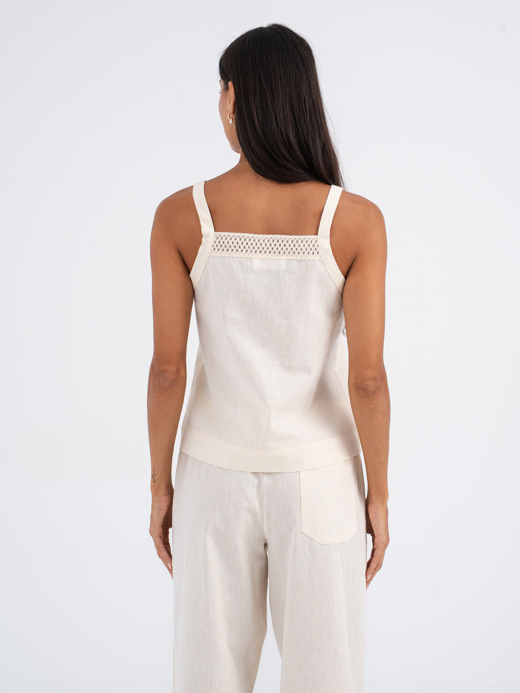 Isla Lace-Trim Linen Cami