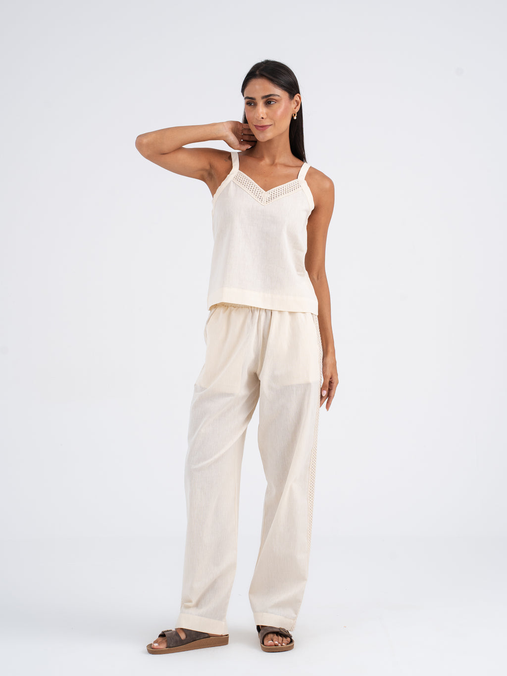 Isla Lace-Trim Linen Cami