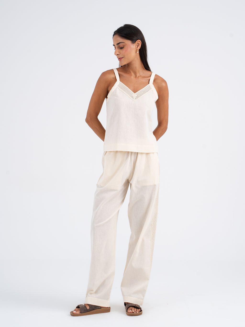 Isla Lace-Trim Linen Cami
