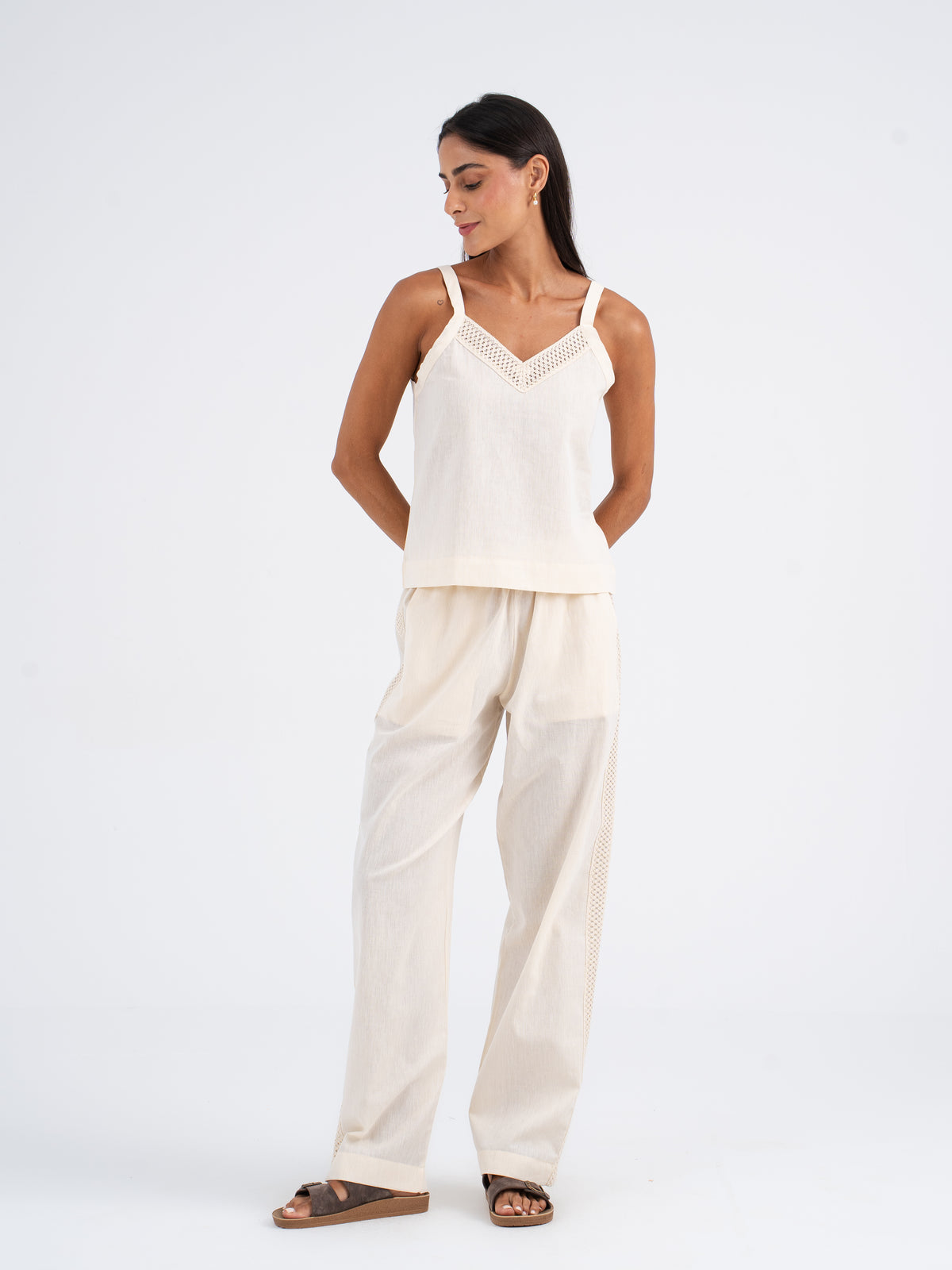 Isla Lace-Trim Linen Cami