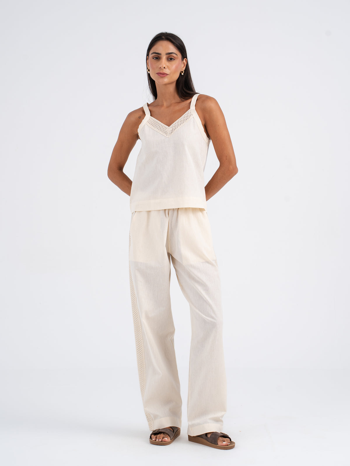 Isla Lace-Trim Linen Cami