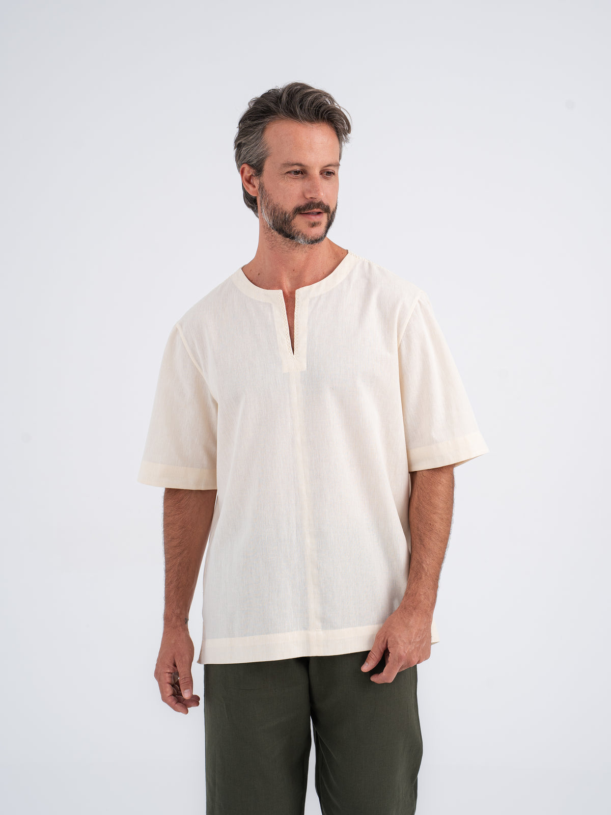 Elio Hand-Embroidered Linen Shirt