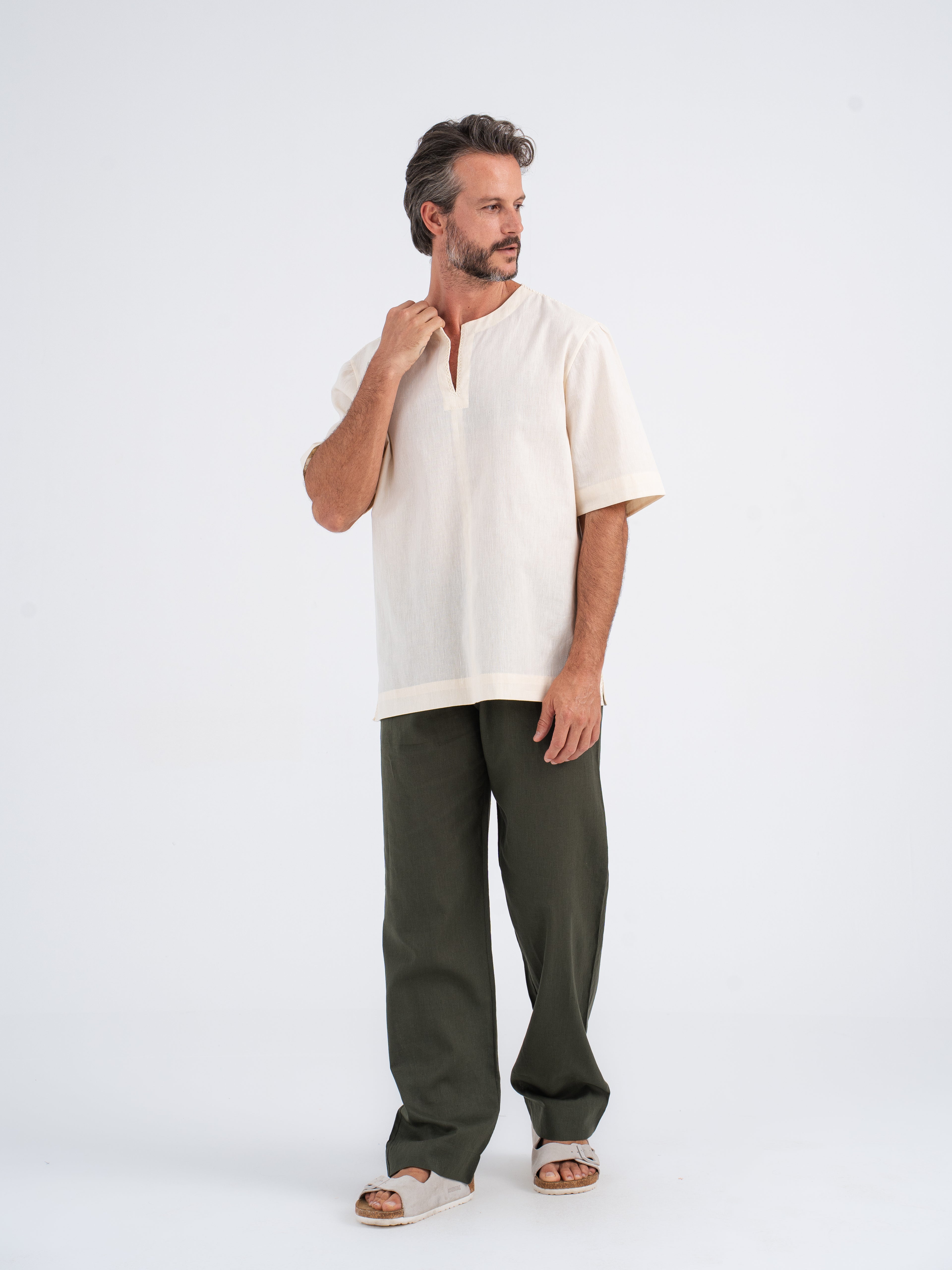 Elio Hand-Embroidered Linen Shirt