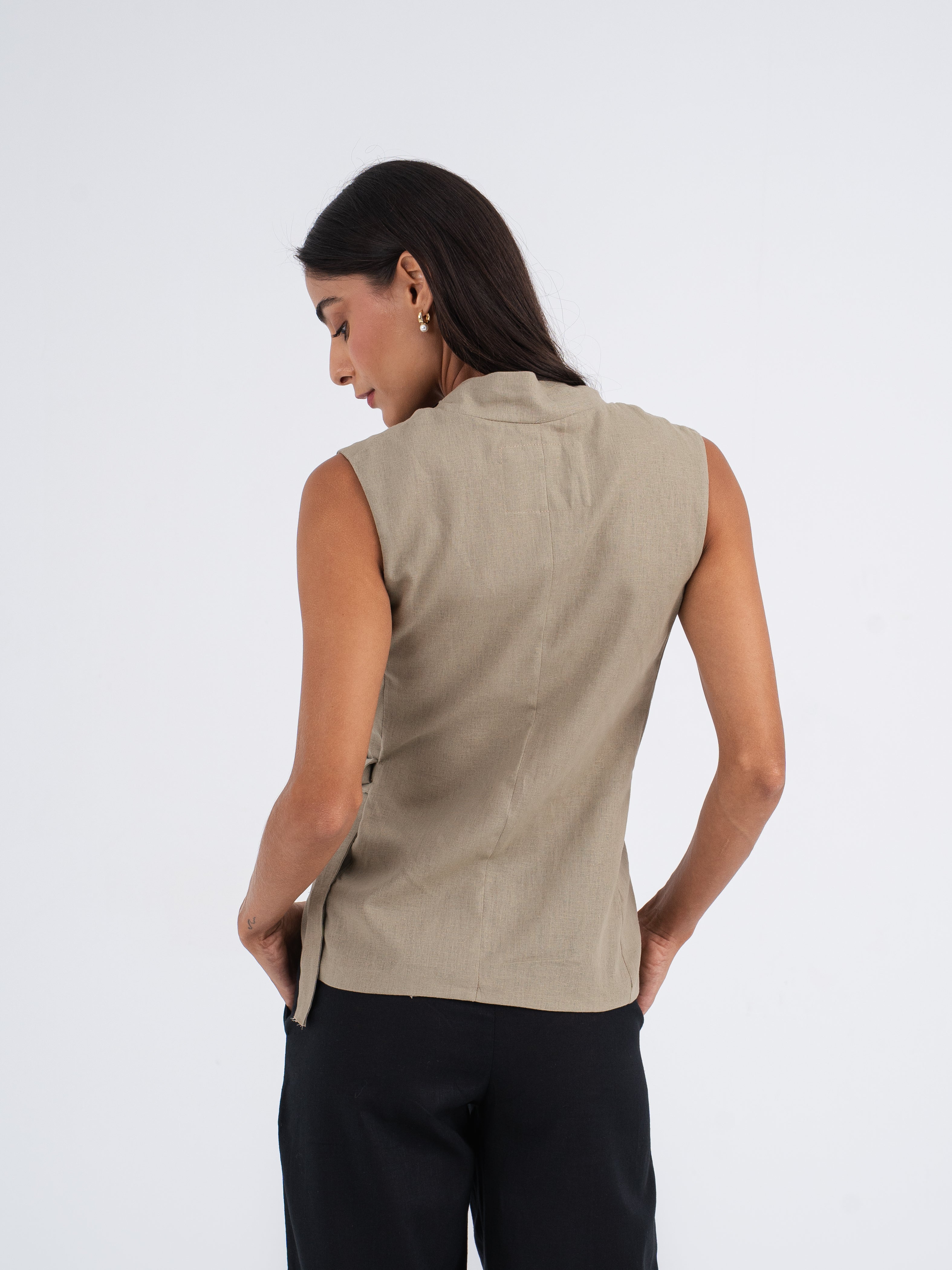 Elan Buckle Linen Vest