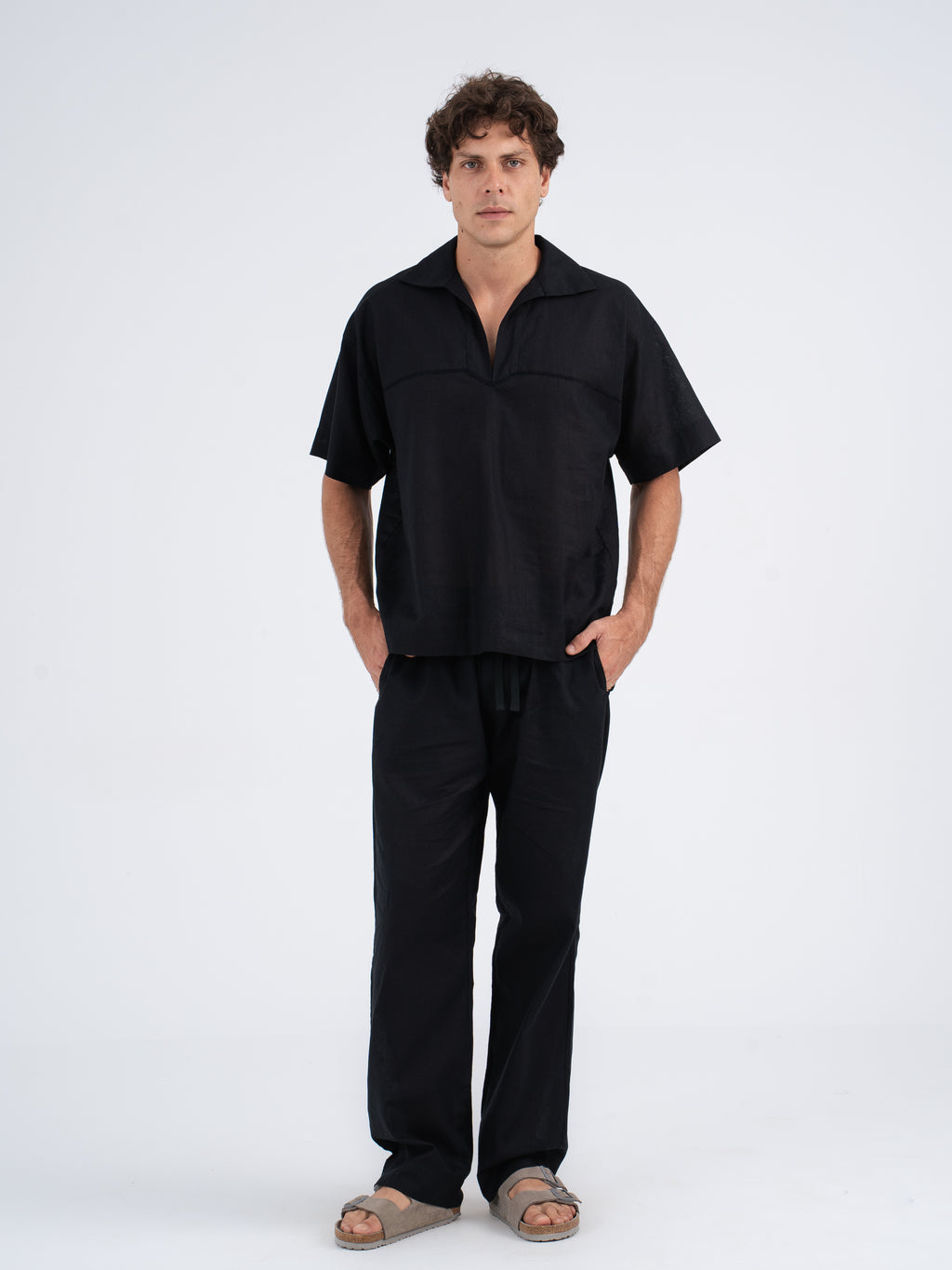 Ryder Hand-Embroidered Linen Polo
