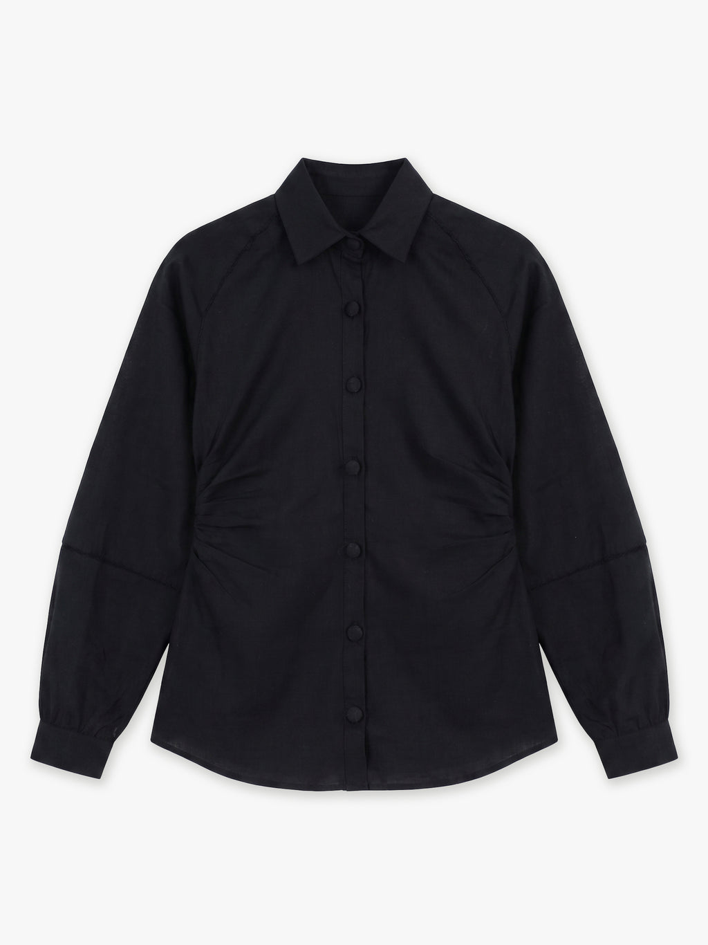 Luna Balloon-Sleeve Linen Shirt