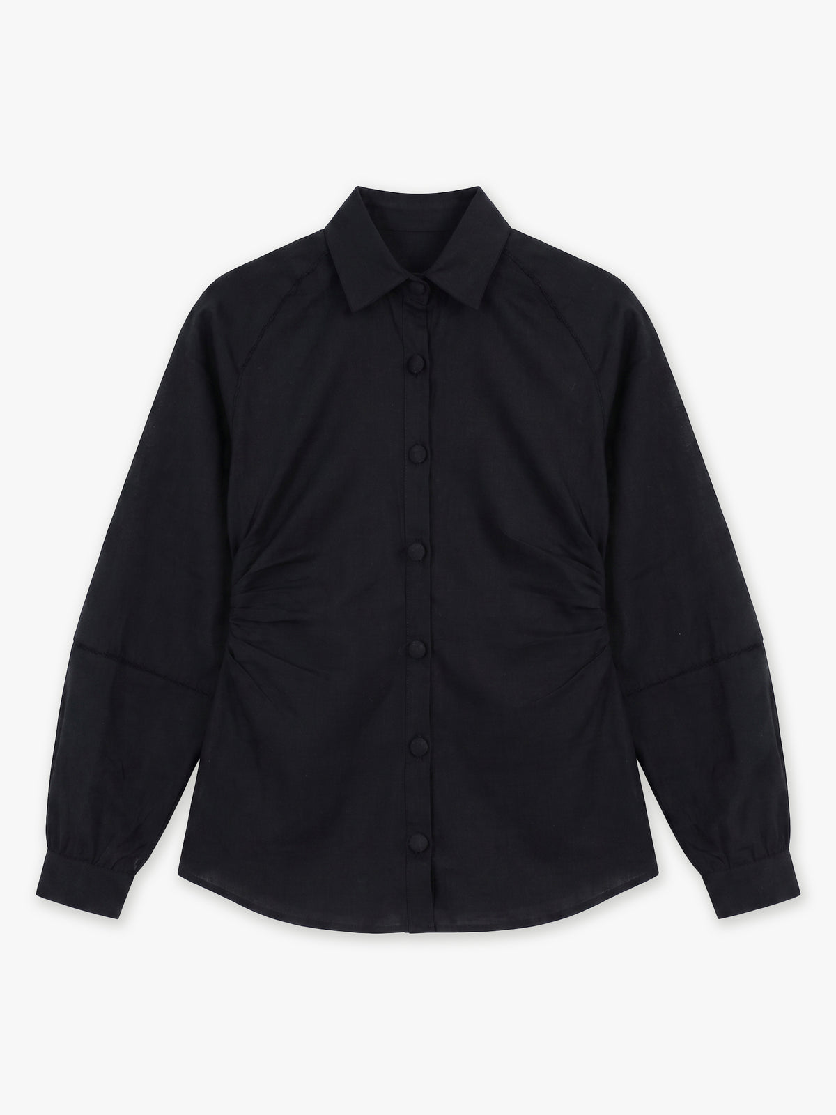 Luna Balloon-Sleeve Linen Shirt