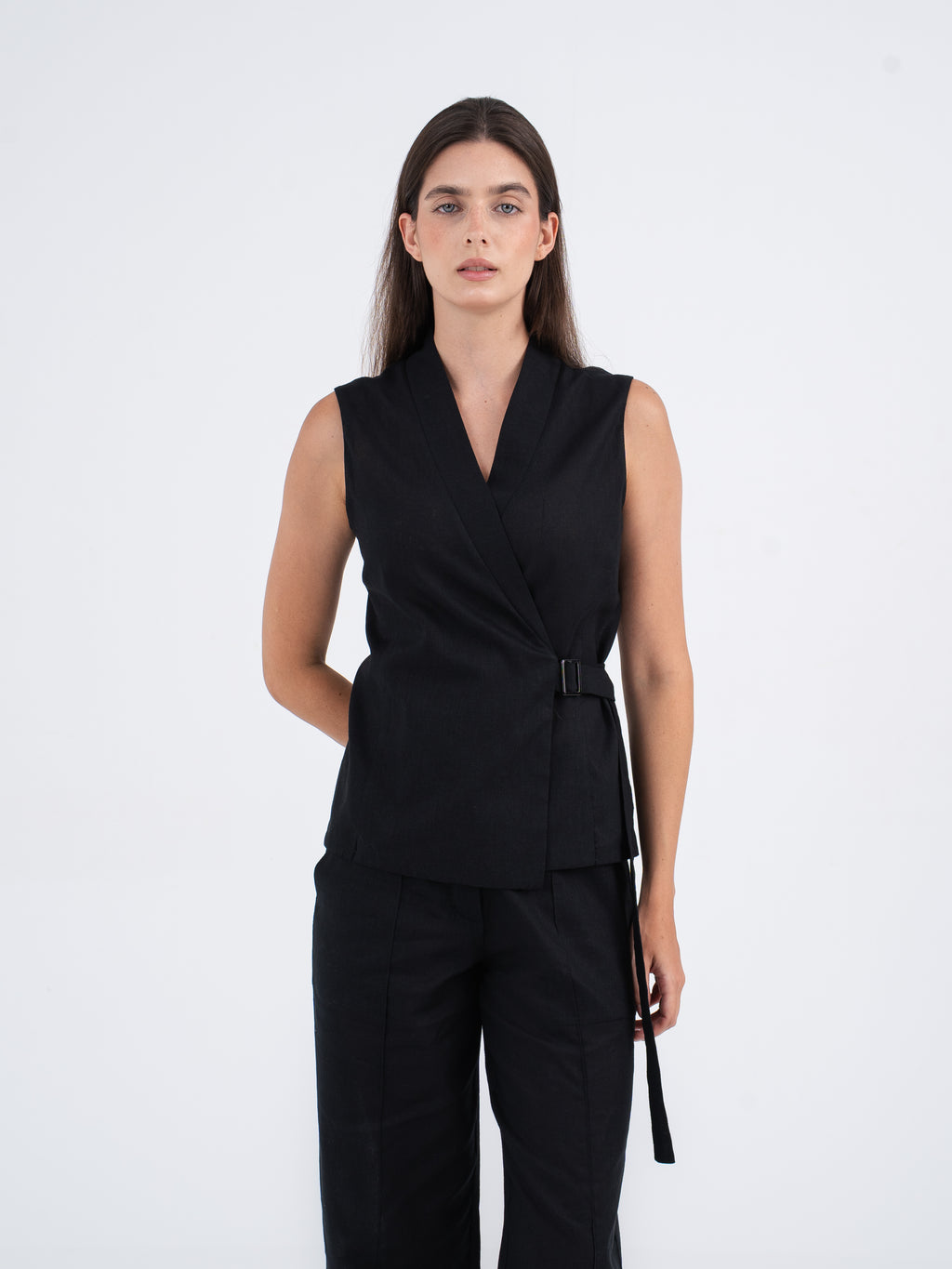 Elan Buckle Linen Vest