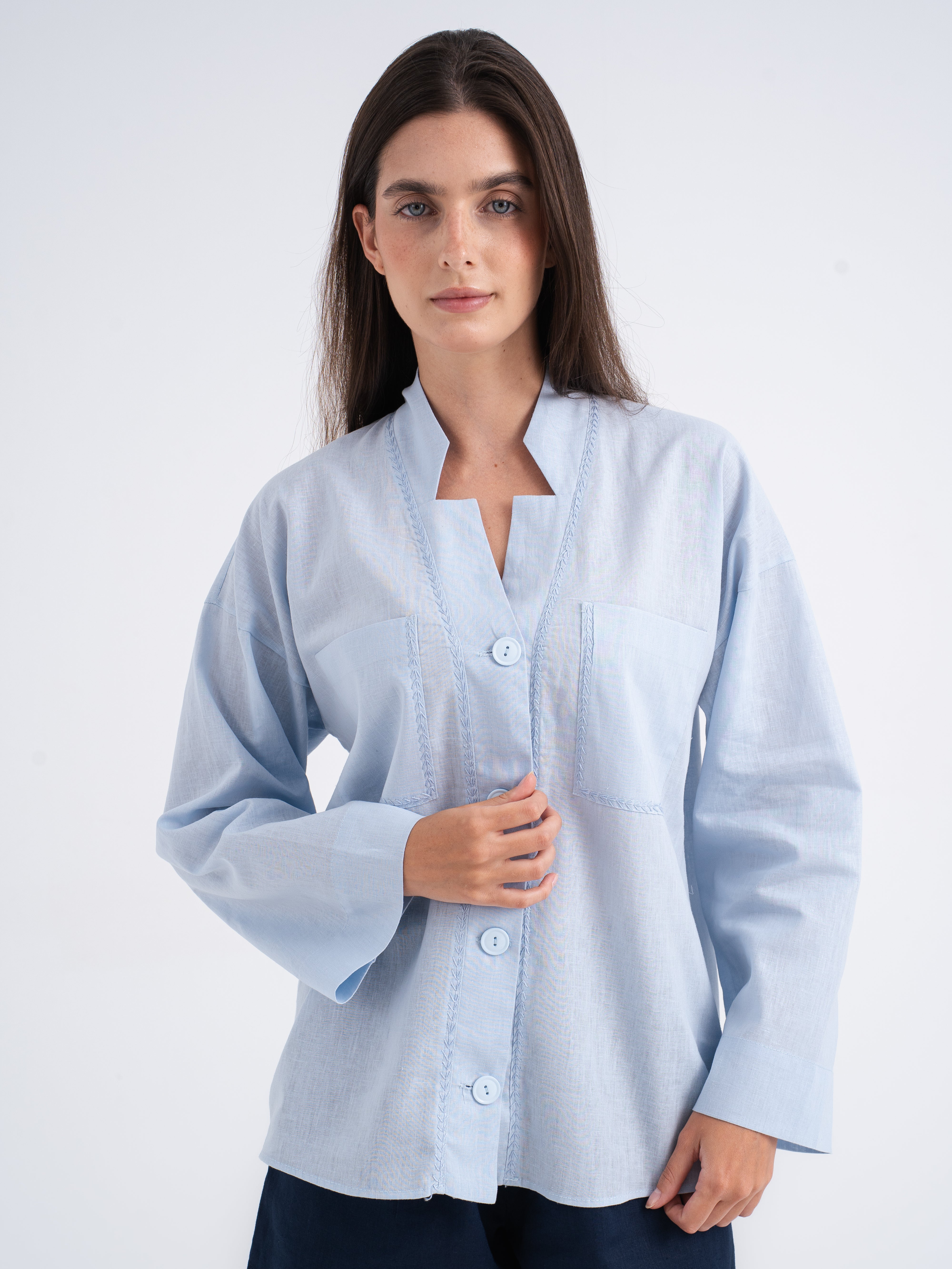 Rowan Hand-Embroidered Resort Linen Shirt