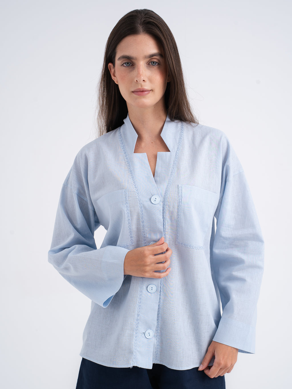 Rowan Hand-Embroidered Resort Linen Shirt