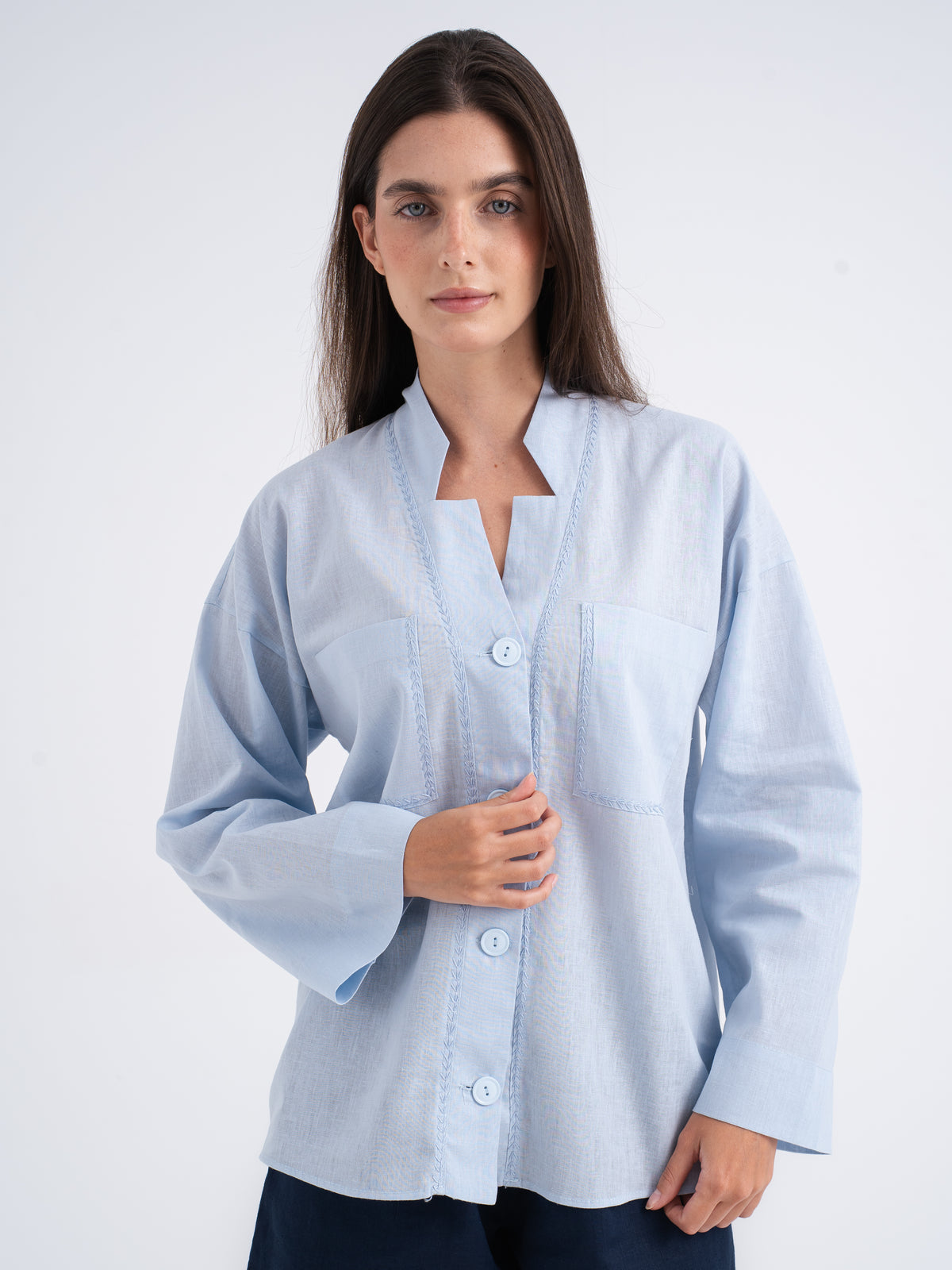 Rowan Hand-Embroidered Resort Linen Shirt
