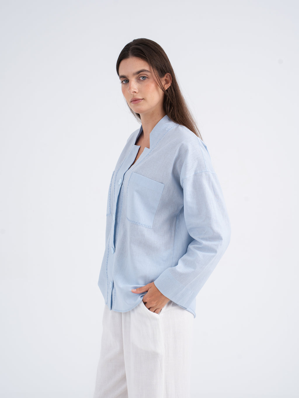 Rowan Hand-Embroidered Resort Linen Shirt